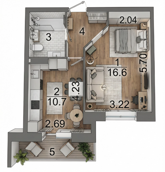 1-к квартира 35.6 м² с евроремонтом, Ярославская