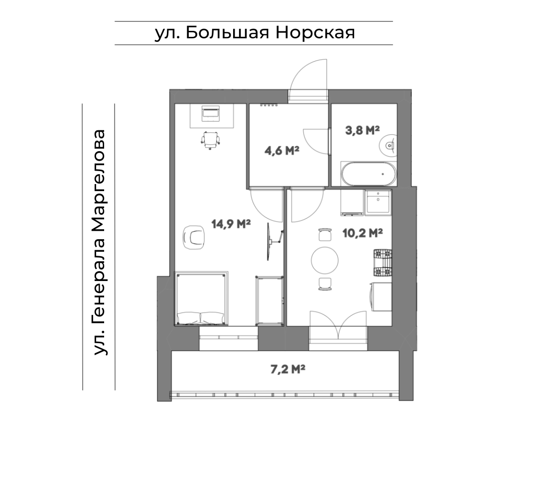 1к квартира 37 м² в новостройке Дзержинского района