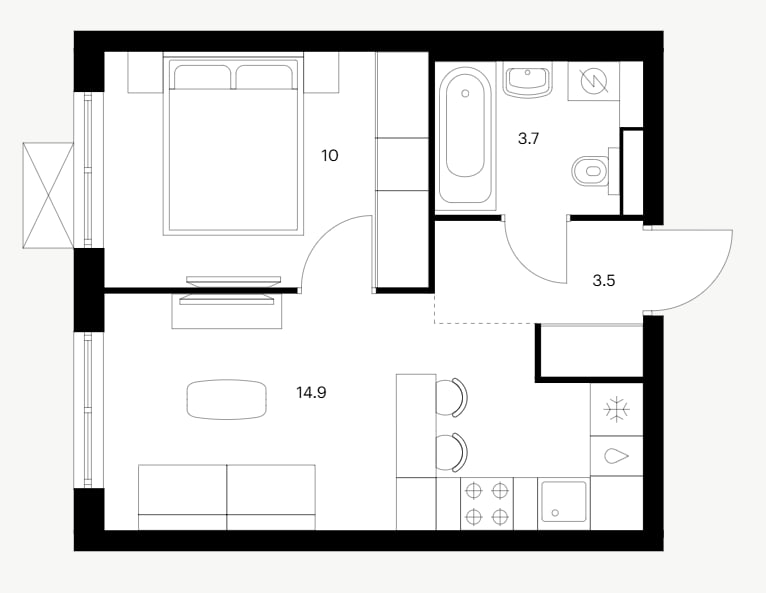 Однокомнатная квартира с ремонтом 32,1 кв.м Волга Парк