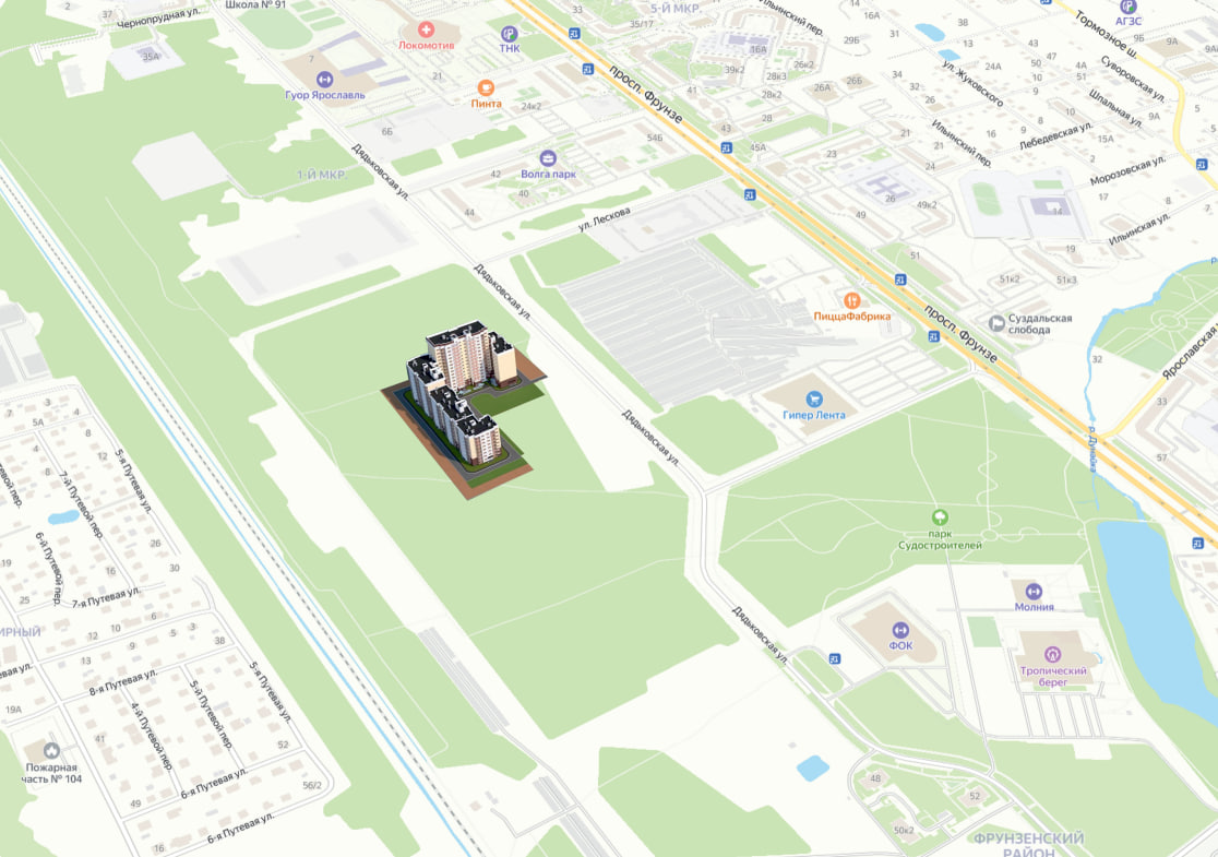 Двухкомнатная квартира во Фрунзенском районе 64,43 кв.м