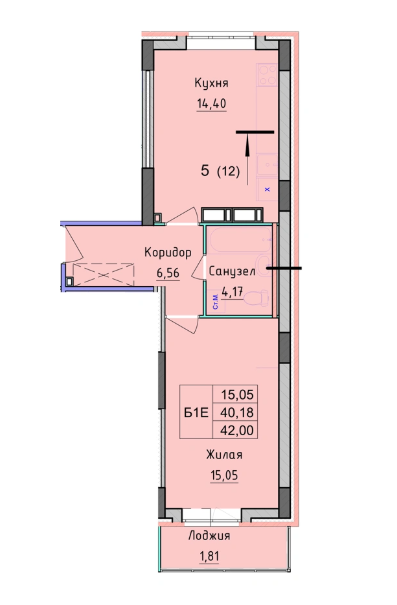 Квaртира с большой кухней 14,4 кв.м., идеальный вариaнт как для себя, так и для молодой пары!
