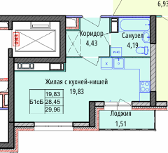 Студия с двумя окнами