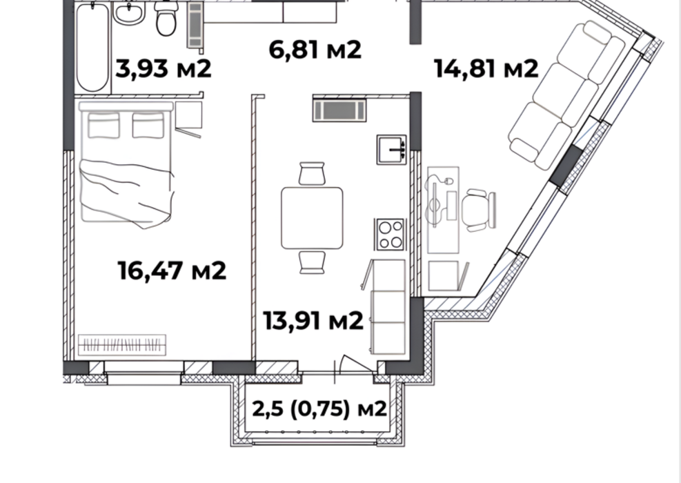 2-комн. квартира, 56.68 м2, 3/18 эт.