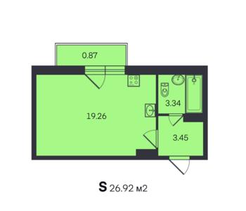 Квартиру-студию в новом готовом доме с удобной планировкой, в прекрасном развитом районе со сложившейся инфраструктурой.