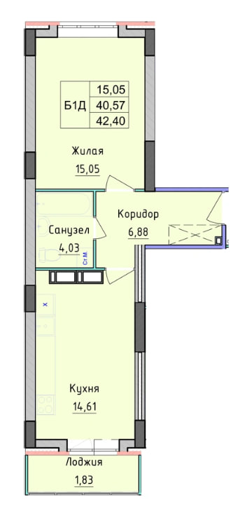 Однокoмнатнaя квaртира в новом доме во Фрунзенском районе с просторной кухней 15 кв.м.