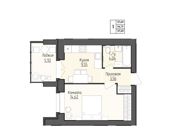 1- комнатная квартира во Фрунзенском районе