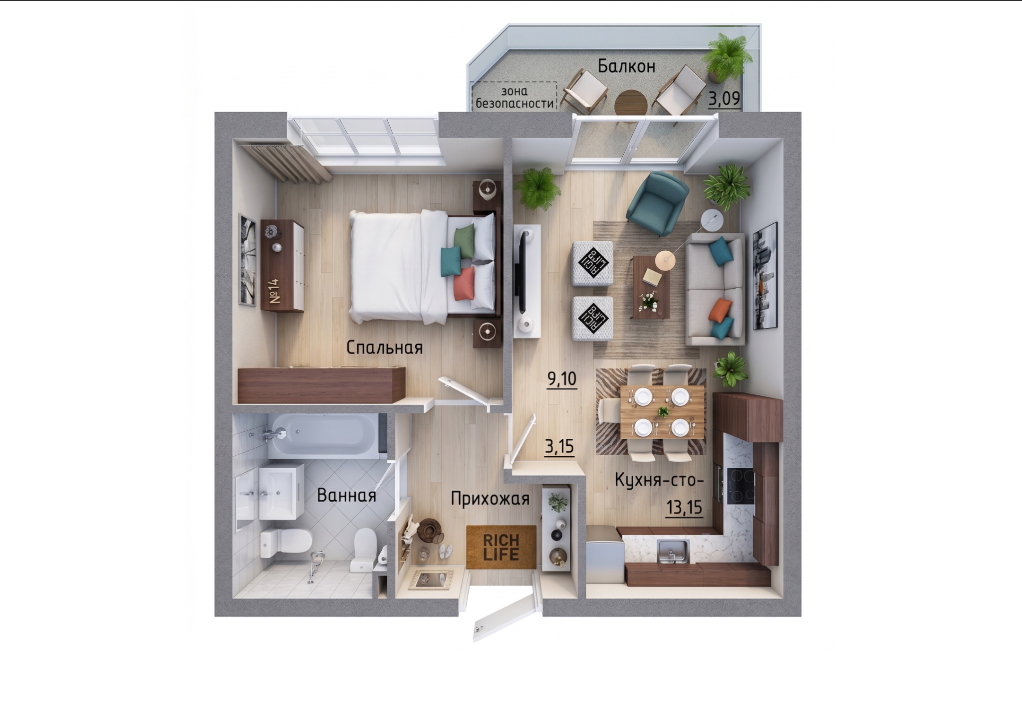 1ка, 32 квм, 3/10 этаж