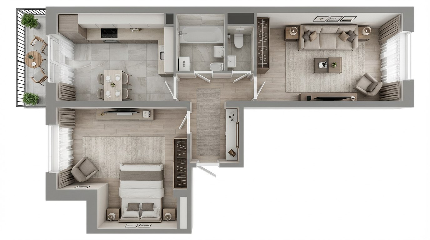 2-комнатная квартира 59,73 м² ЖК Рассвет