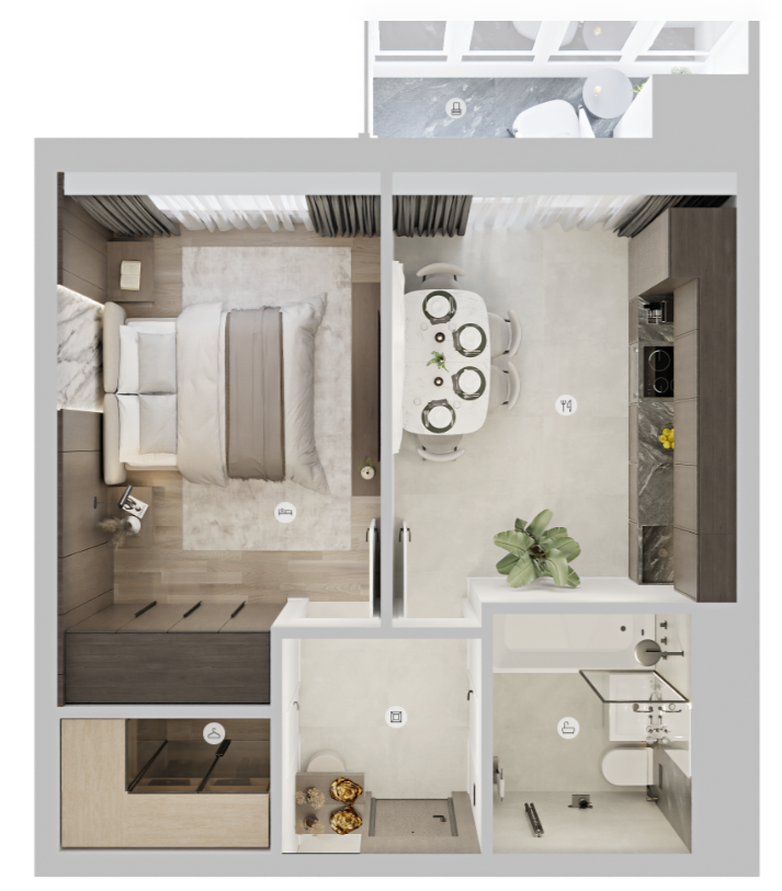 1- комнатная квартира 40,40 м², 1 этаж ЖК Софиты