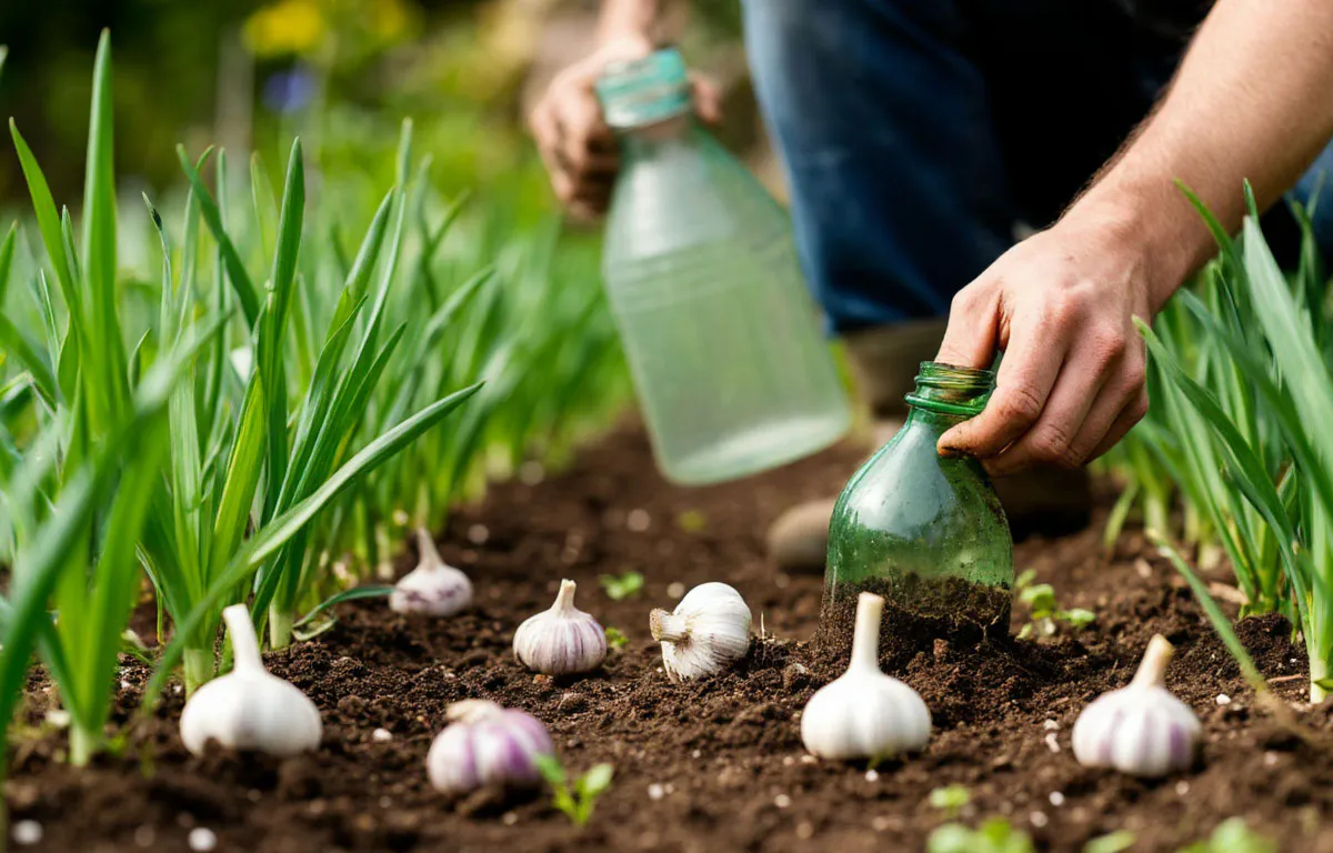 Придумала сажать чеснок бутылкой — получается в два раза быстрее и удобнее