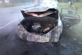 В Сасовском районе сгорел автомобиль