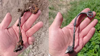 На старой Рязани на 47-ом раскопе нашли часть старинной шпоры