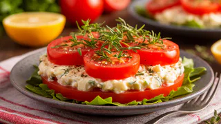 «Помидоры под шубой» — летом каждый день готовлю свежий летний салат за 10 минут: нежнее оливье, легче греческого