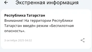 В Татарстане 3 октября объявлен режим «Беспилотная опасность»