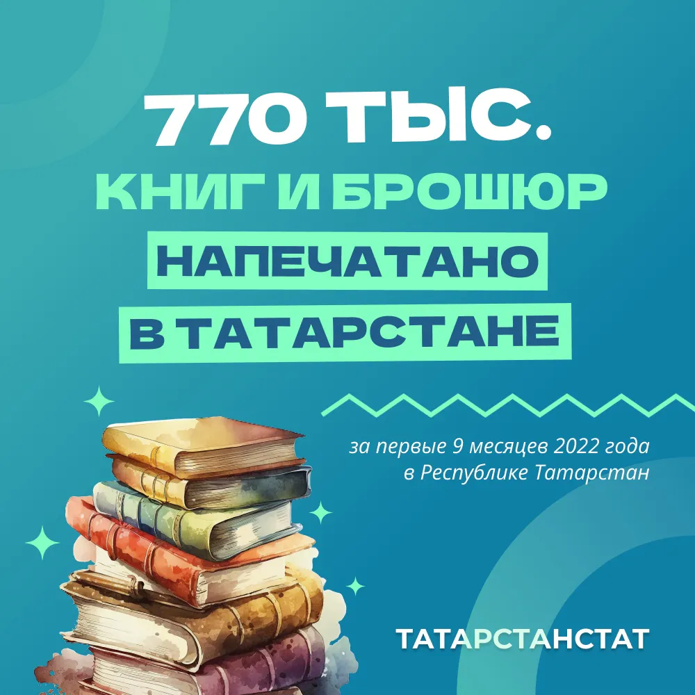 В 2022 году Татарстан занял 4 место среди регионов страны по объему выпуска книг и брошюр