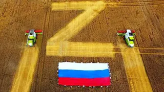 В Брянской области развернули огромный триколор на пшеничном поле