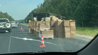В Рязанском районе на трассе опрокинулся фургон