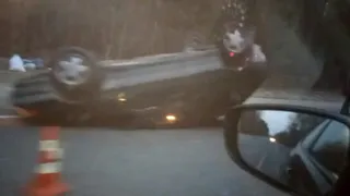 ДТП под Рязанью - перевернулась иномарка