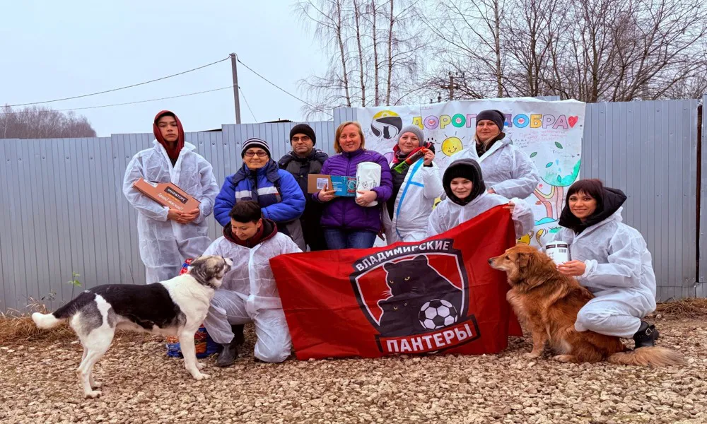 Футболисты «Владимирских пантер» провели теплую встречу с животными приюта «Дорога добра»