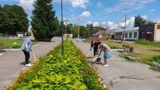 Сотрудники Администрации Выгоничского района вышли на уборку из-за сегодняшней проверки