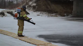 Красили гуашью: Старожиловские спасатели зачернили лед на реке Истья