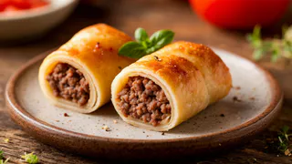 Быстрые рулетики с мясной начинкой: завернула и в духовку - через 15 минут на столе – обожаем всей семьей

