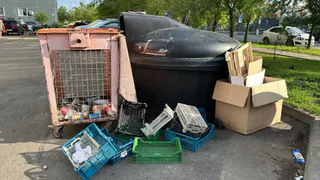 «Вся площадка в мусоре»: рязанцы возмущены состоянием контейнерной площадки на ул. Мервинской