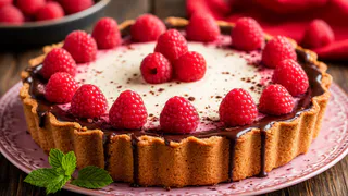 Пудинговый пирог с малиной и шоколадной глазурью: нежный, сочный, ароматный