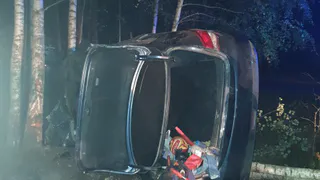 В Рязанском районе мужчина на иномарке улетел в кювет