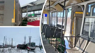 В Магнитогорске водитель грузовика влетел в трамвай из-за заноса