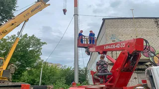 В Коврове спасатели помогли теплоэнергетикам разобрать 30-метровую трубу дымохода