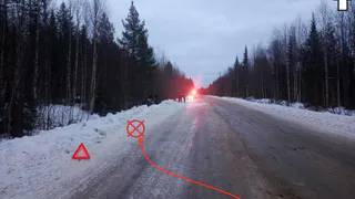 Под Сосногорском УАЗик съехал с дороги и опрокинулся в кювет