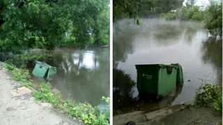 В рязанском пруду очевидец обнаружил мусорный контейнер