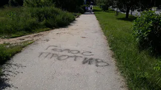 "Голос против": неизвестные изрисовали тротуар на улице Новоселов