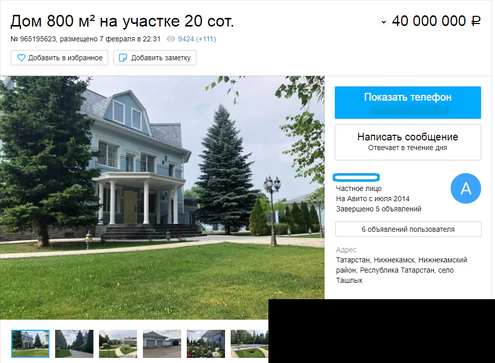 В селе нижнекамского района выставили на продажу дом за 40 млн рублей