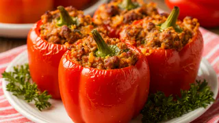 Оригинальный фаршированный перец: невероятное сочетание моркови, овощей и томатной заливки!