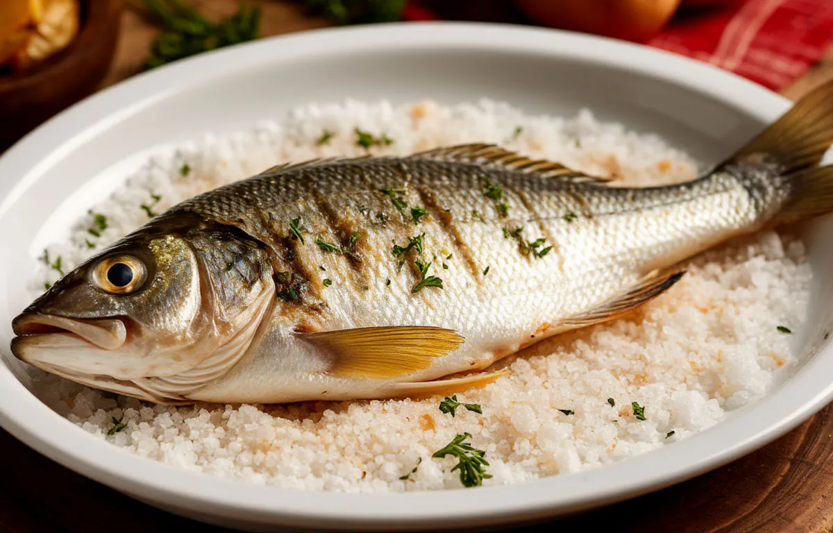 Потрясающая рыба на новогодний стол: сочная, без чистки и маринада. Запекаем в соли, подаем с эффектом пламени