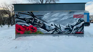 "Трудился на морозе": магнитогорский художник создал стрит-арт, посвященный воинам-афганцам