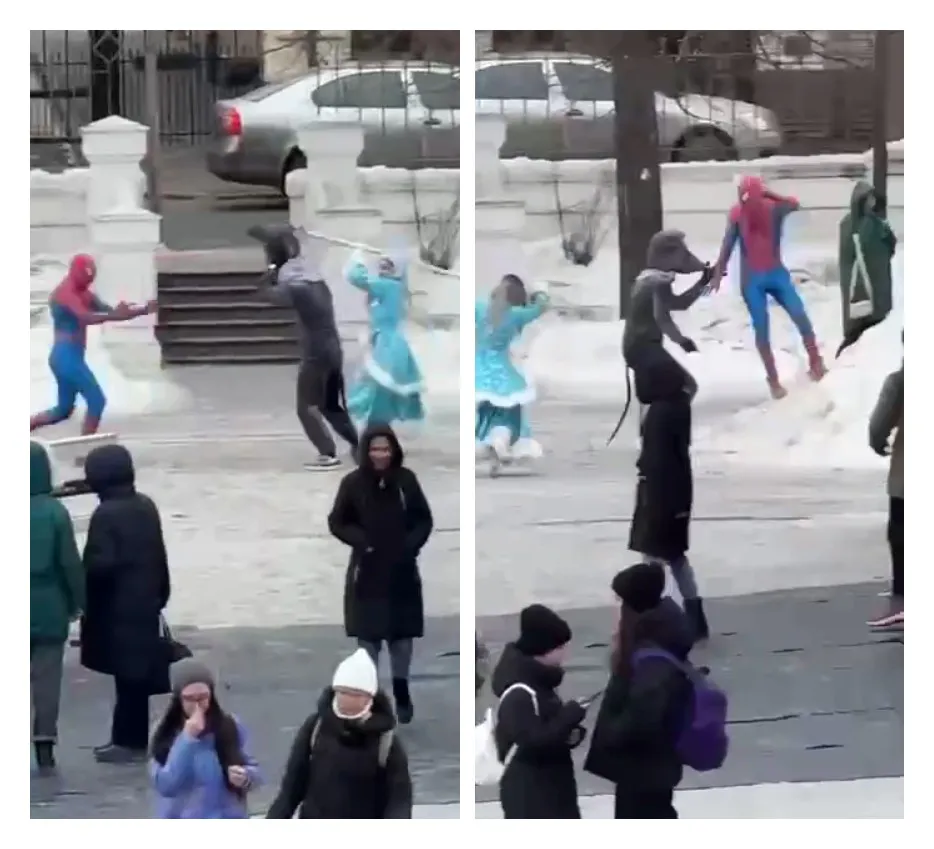 В Казани крыса в костюме устроила потасовку с Человеком-Пауком и Снегурочкой