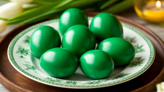 Без шпината и крапивы: окунаю пасхальные яйца в эту натуральную «зелень» — и скорлупки становятся как настоящие изумруды