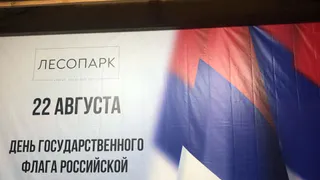 В рязанском Лесопарке повесили баннер с перепутанными цветами триколора