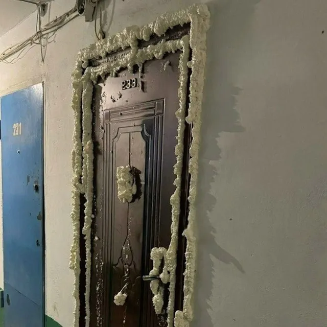 В Челнах соседи заблокировали дверь квартиры монтажной пеной из-за тараканов