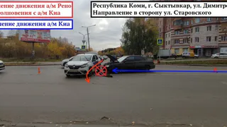 В Коми не поделили перекресток автомобили Renault Logan и Kia Spectra