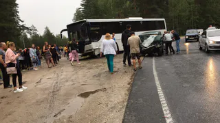ДТП под Рязанью  - столкнулись пассажирский автобус и Нива