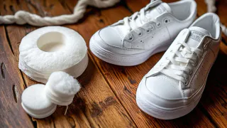 3 капли на ватный диск - и трем белую подошву: исчезнут даже самые стойкие желтые пятна