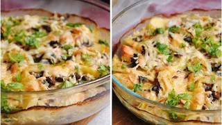 Рецепт картофельного гратена с курицей и грибами