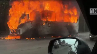 В соседнем регионе водитель сбежал из горевшего автобуса, бросив пассажиров