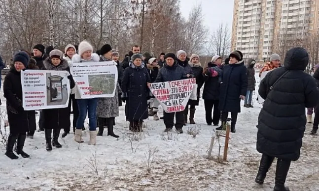 "Собралось свыше 100 человек": В Рязани жители вышли единой толпой на пикет против стройки