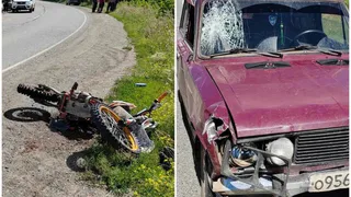 В Челябинской области 15-летний мотоциклист на питбайке не справился с управлением и врезался в машину