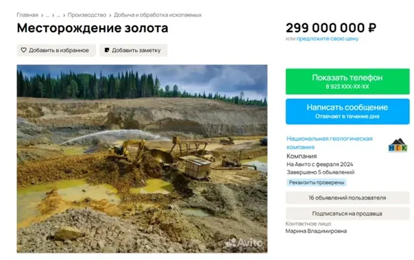 В Челябинской области выставлено на продажу перспективное золотое месторождение